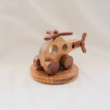 Handmade Wooden Helicopter with Helipad Toy