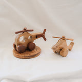 Handmade Wooden Helicopter with Helipad Toy