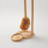 Wooden Toilet Brush with Stand & Bowl