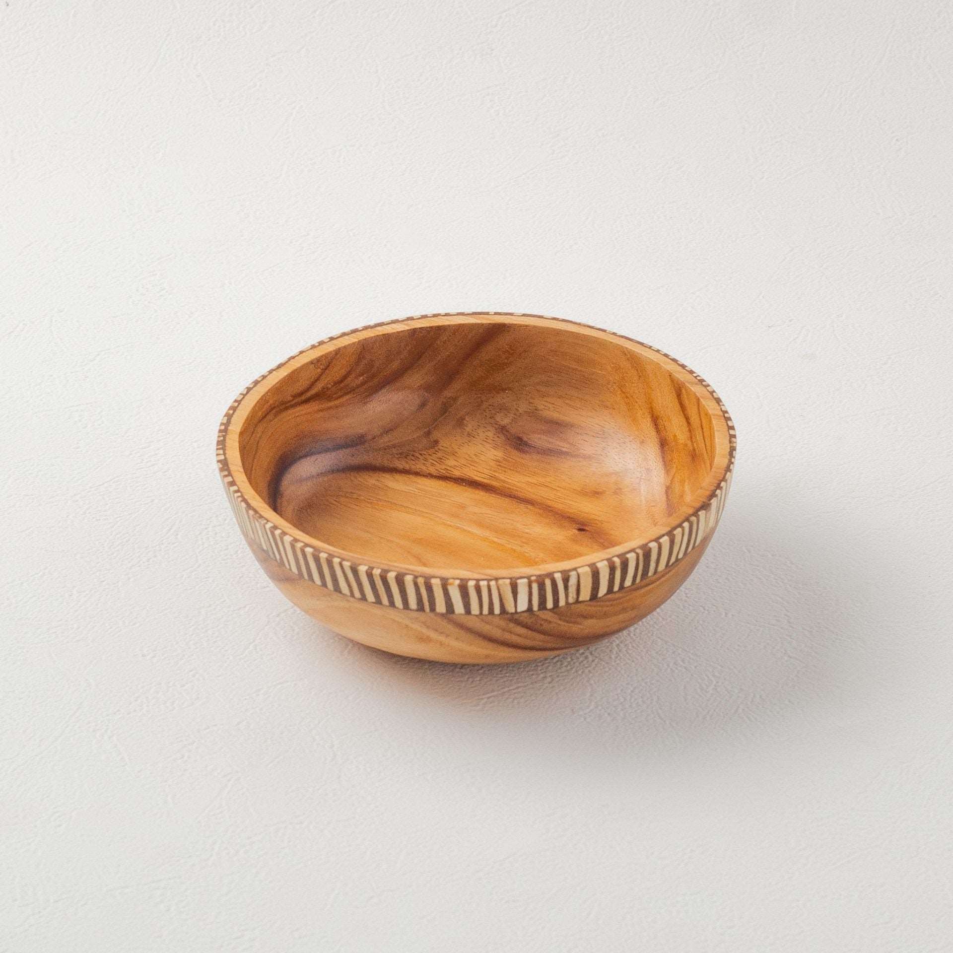 Wooden Bowl with Coconut Shell Inlay