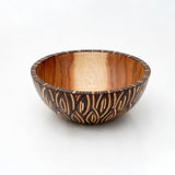 Wooden Salad Bowl with Oval Coconut Shell Inlay and Salad Server